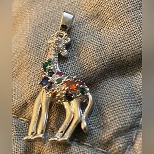 Elegant Multicolor sterling silver Giraffe Pendant Necklace